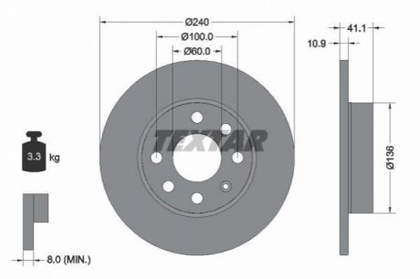 Гальмівний диск TEXTAR 92111303 (фото 1)