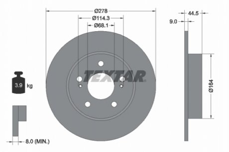 Задний тормозной диск TEXTAR 92113103 (фото 1)