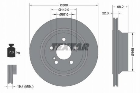 Тормозной диск TEXTAR 92115505 (фото 1)