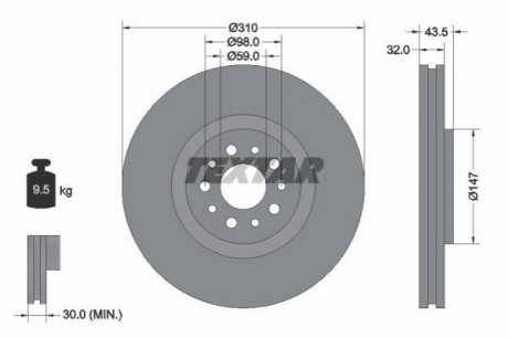 Передний тормозной диск TEXTAR 92118100