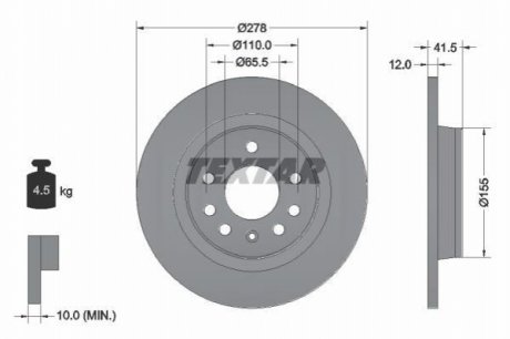 Тормозной диск TEXTAR 92118503