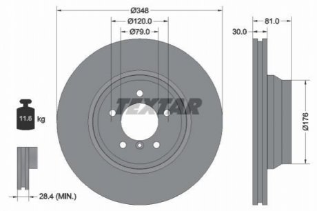 Тормозной диск TEXTAR 92122905 (фото 1)