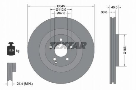 Передний тормозной диск TEXTAR 92123603 (фото 1)