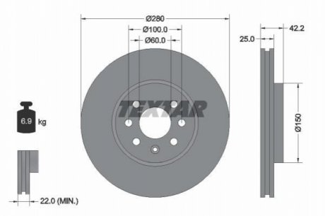 Тормозной диск TEXTAR 92124603 (фото 1)