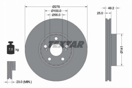 Передний тормозной диск TEXTAR 92126403 (фото 1)