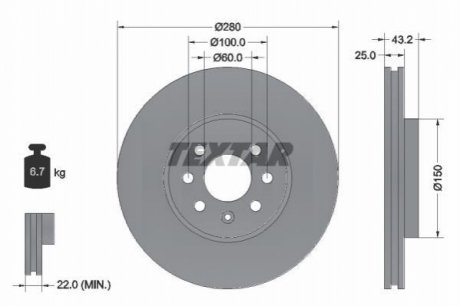 Гальмівний диск TEXTAR 92129303 (фото 1)