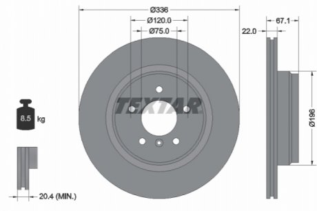 Тормозной диск TEXTAR 92137905 (фото 1)