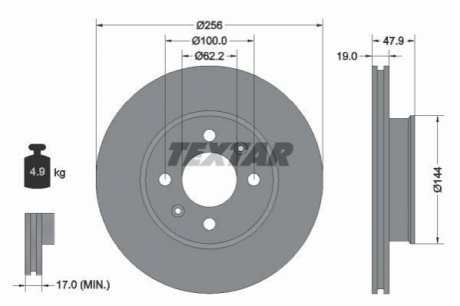 Передний тормозной диск TEXTAR 92144700