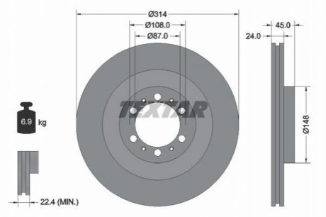 Передній гальмівний диск TEXTAR 92144803 (фото 1)