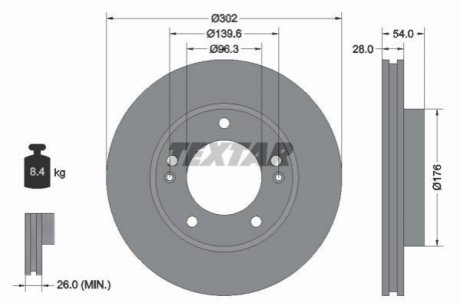 Гальмівний диск TEXTAR 92147303 (фото 1)