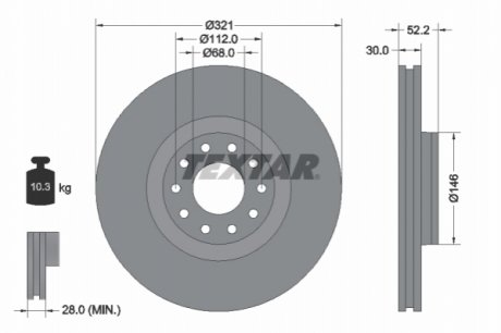 Передний тормозной диск TEXTAR 92154703