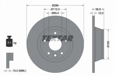 Задний тормозной диск TEXTAR 92159403 (фото 1)