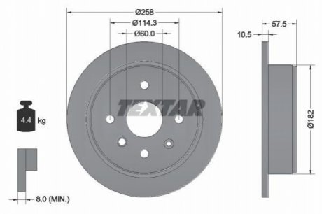 Задний тормозной диск TEXTAR 92163003