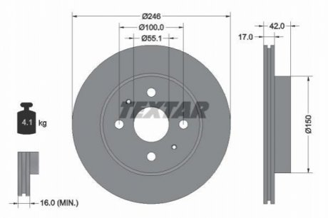 Передний тормозной диск TEXTAR 92165603 (фото 1)