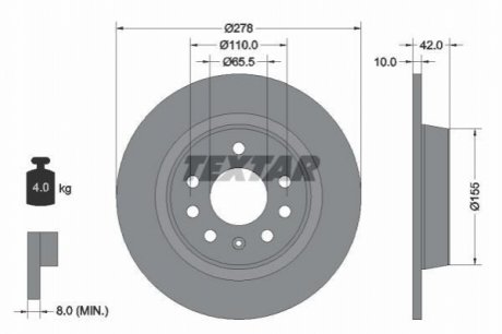 Задній гальмівний диск TEXTAR 92167603