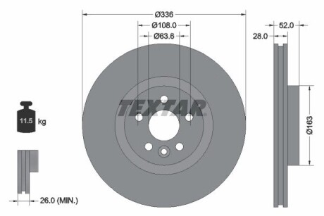 Передний тормозной диск TEXTAR 92168203