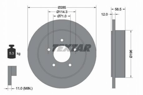Задний тормозной диск TEXTAR 92169100 (фото 1)