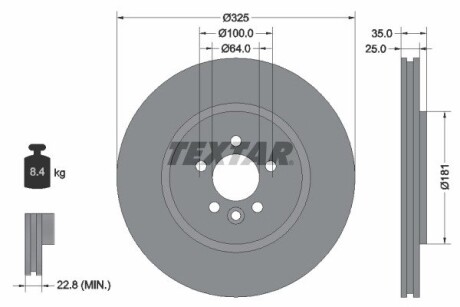 Передній гальмівний диск TEXTAR 92170303