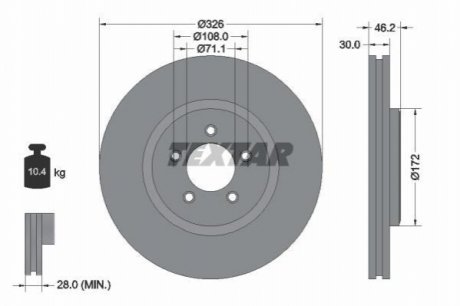 Передний тормозной диск TEXTAR 92173505