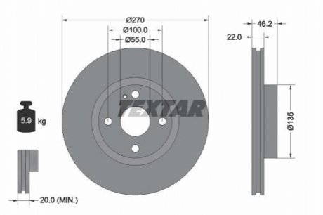 Передний тормозной диск TEXTAR 92175903 (фото 1)