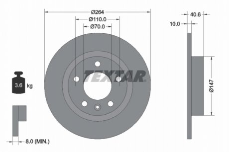 Задний тормозной диск TEXTAR 92186403 (фото 1)