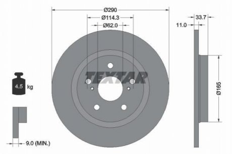 Тормозной диск TEXTAR 92195200 (фото 1)