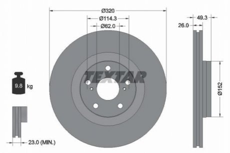 Тормозной диск TEXTAR 92195303 (фото 1)