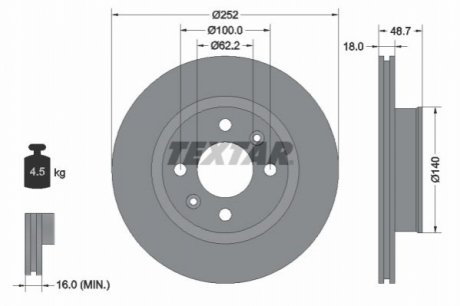 Передній гальмівний диск TEXTAR 92196503 (фото 1)