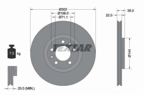 Задний тормозной диск TEXTAR 92197103