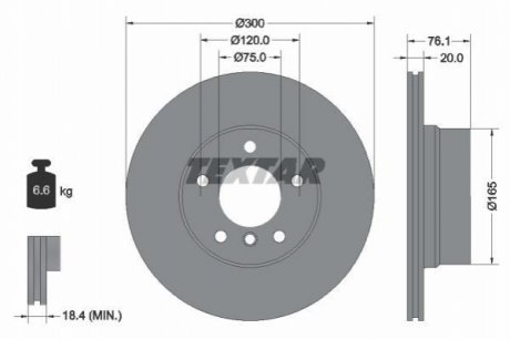 Задний тормозной диск TEXTAR 92199503 (фото 1)