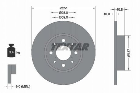 Задний тормозной диск TEXTAR 92202303 (фото 1)