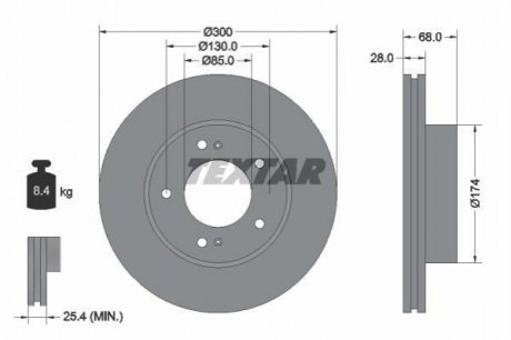 Передний тормозной диск TEXTAR 92203003 (фото 1)