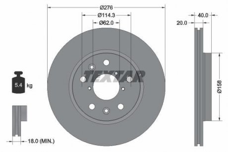 Передний тормозной диск TEXTAR 92204703 (фото 1)