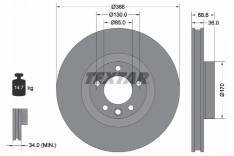 Передний тормозной диск TEXTAR 92213603 (фото 1)