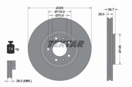 Передний тормозной диск TEXTAR 92220803
