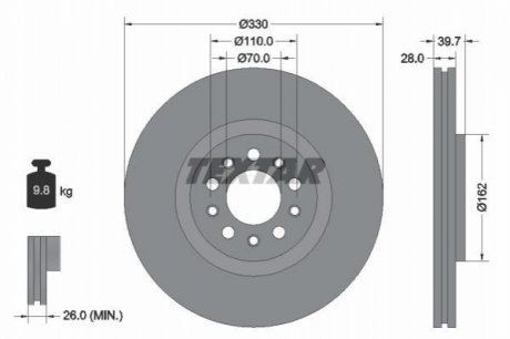 Передній гальмівний диск TEXTAR 92220903