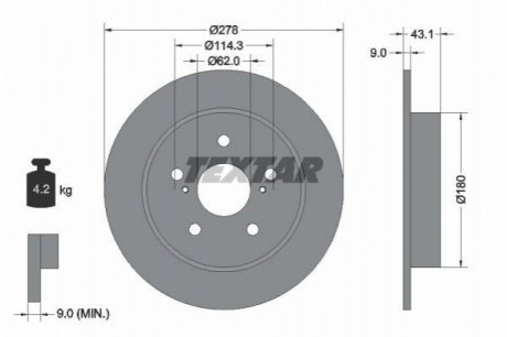 Задній гальмівний диск TEXTAR 92222300 (фото 1)