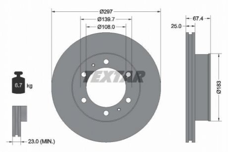 Тормозной диск (передний) Toyota hilux vii 05-15 (297x25) TEXTAR 92222600