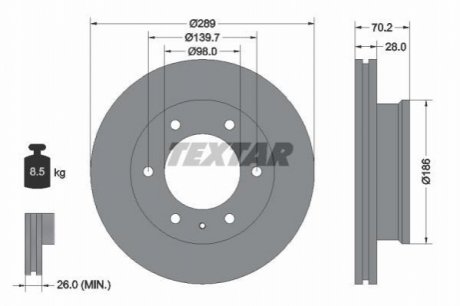 Передній гальмівний диск TEXTAR 92223000 (фото 1)