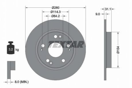 Задний тормозной диск TEXTAR 92224103 (фото 1)