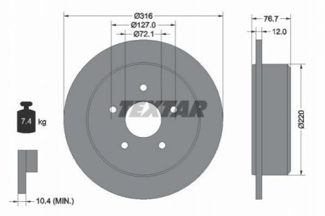 Тормозные диски TEXTAR 92227700 (фото 1)