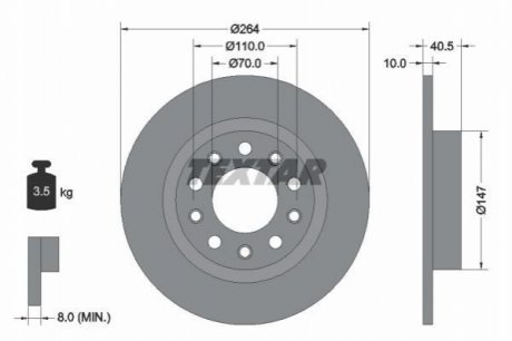 Задний тормозной диск TEXTAR 92230203 (фото 1)