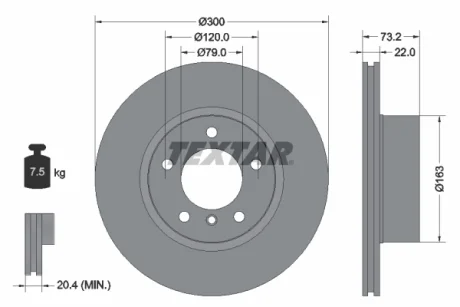 Диск тормозной передний bmw 1 (f20), 1 (f21), 3 (f30, f80), 3 (f31), 3 gran turismo (f34), 4 (f32, f82), 4 (f33, f83), 4 gran coupe (f36) rend master. TEXTAR 92238503