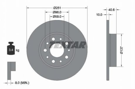 Задний тормозной диск TEXTAR 92244303 (фото 1)
