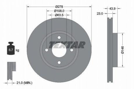 Передний тормозной диск TEXTAR 92252403 (фото 1)