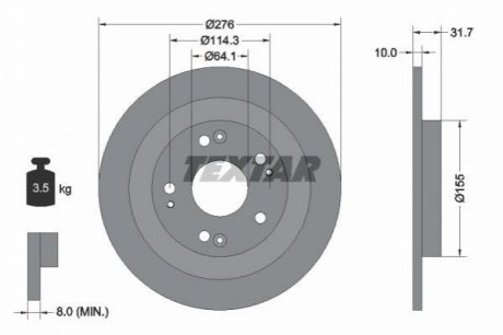 Задний тормозной диск TEXTAR 92252603 (фото 1)