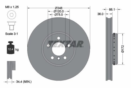 Тормозной диск (передний) bmw 5 (f10/f11)/6 (f12/f13)/7 (f01-f04) 09- (348x36) (l) pro+ TEXTAR 92253725