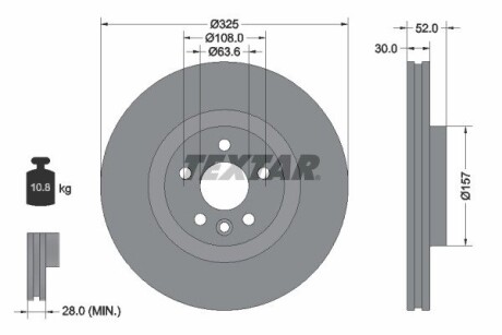 Тормозной диск (передний) land rover discovery sport/range rover evoque 2.0/2.2d 11- (325x30) pro TEXTAR 92278603 (фото 1)