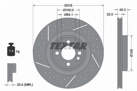 Передній гальмівний диск TEXTAR 92279105