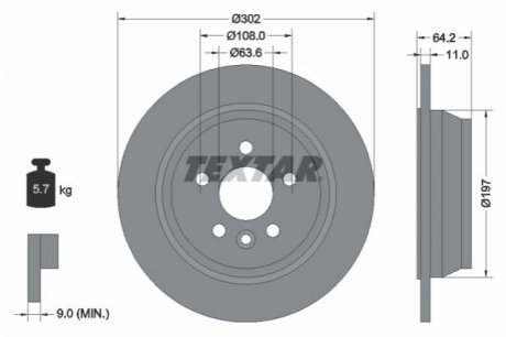 Задний тормозной диск TEXTAR 92283003
